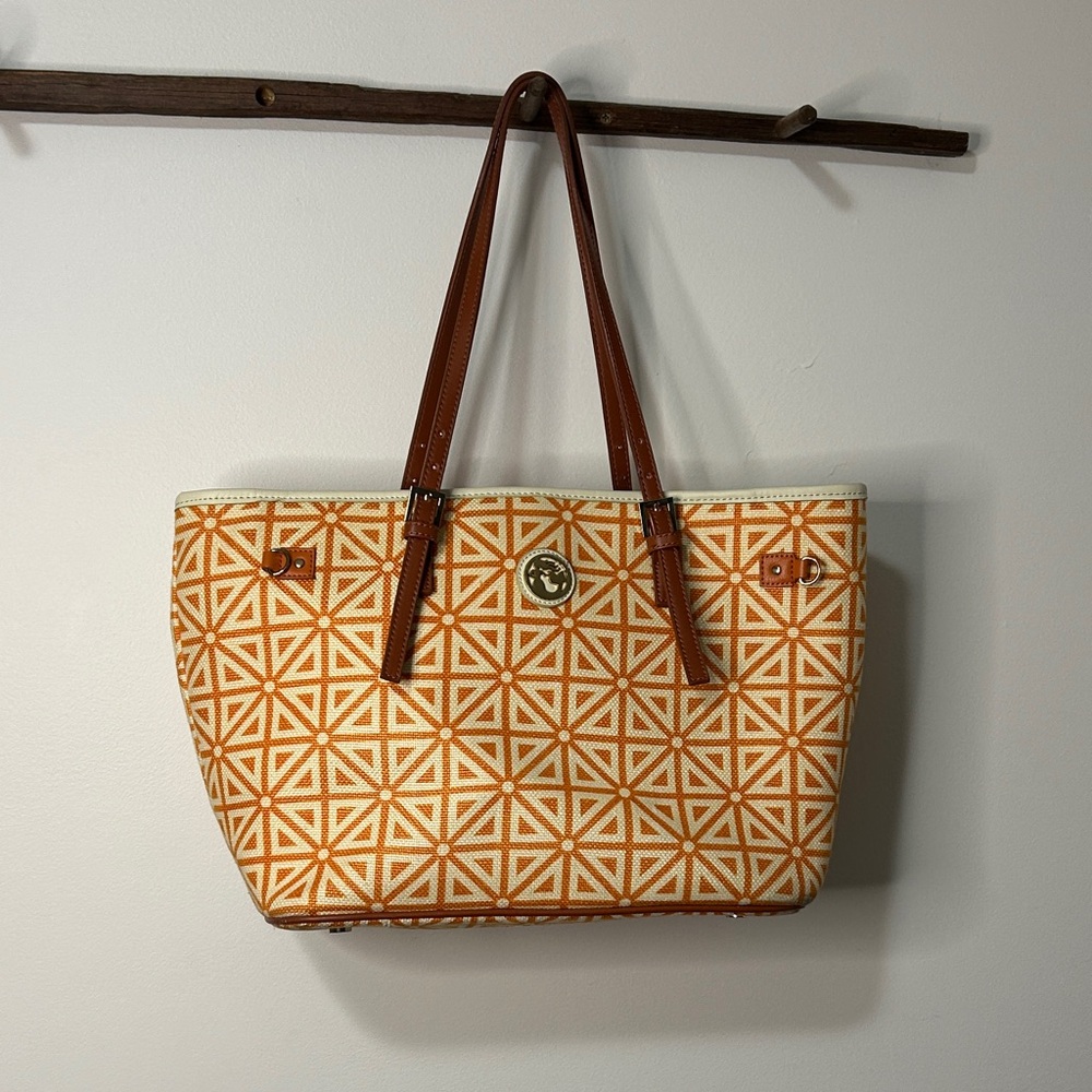 Spartina 449 Orange and Brown Geometric Tote‎